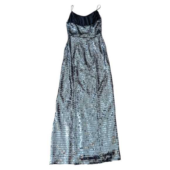 NBD x Revolve long gunmetal Cocktail Showgirl Embellished Sequined Gown Sz S - Picture 11 of 15